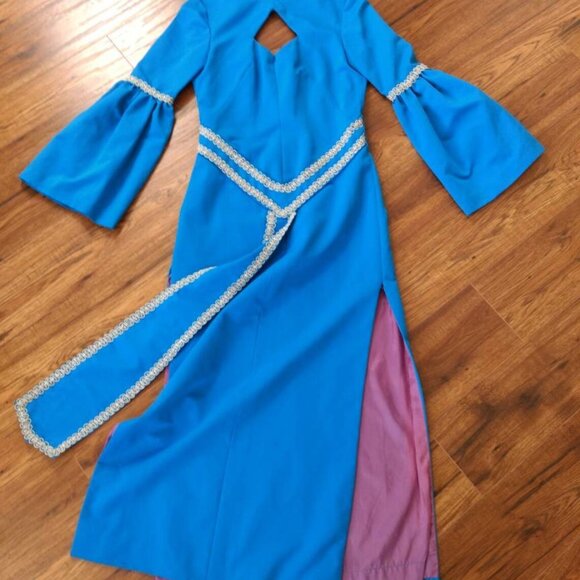 Vintage Blue Medieval Dress 60s Wedding Costume 35" Bust - Picture 8 of 11